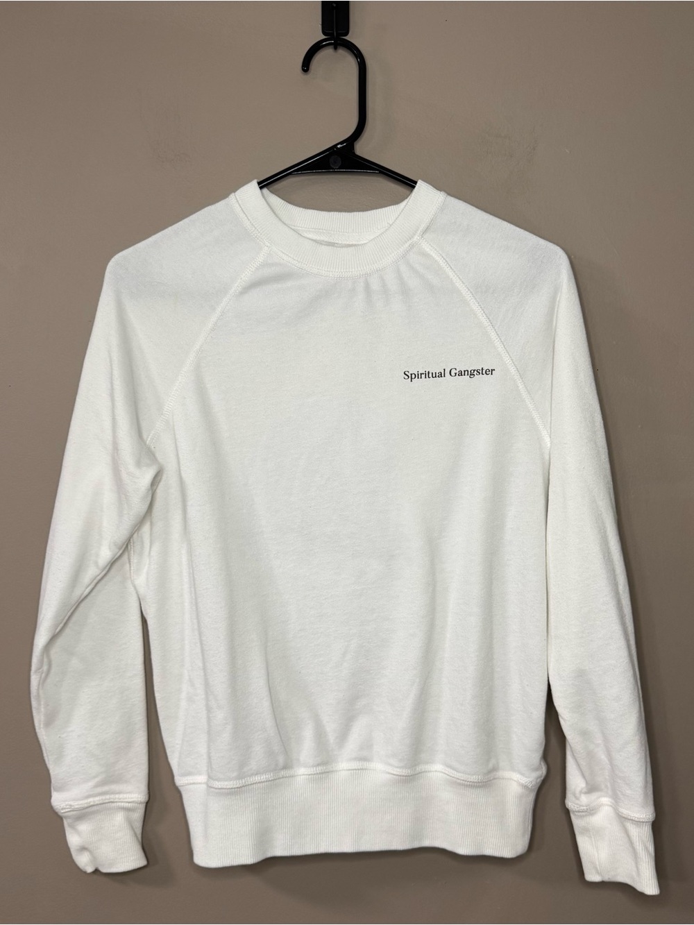 Spiritual Gangster Men's Cream Crewneck Sweatshirt with Chest Logo